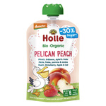 Bio Őszibarackos Pelikán Püré (Őszibarack-Eper-Alma-Zab), hozzáadott cukor nélkül, gluténmentes, 100 g – Holle